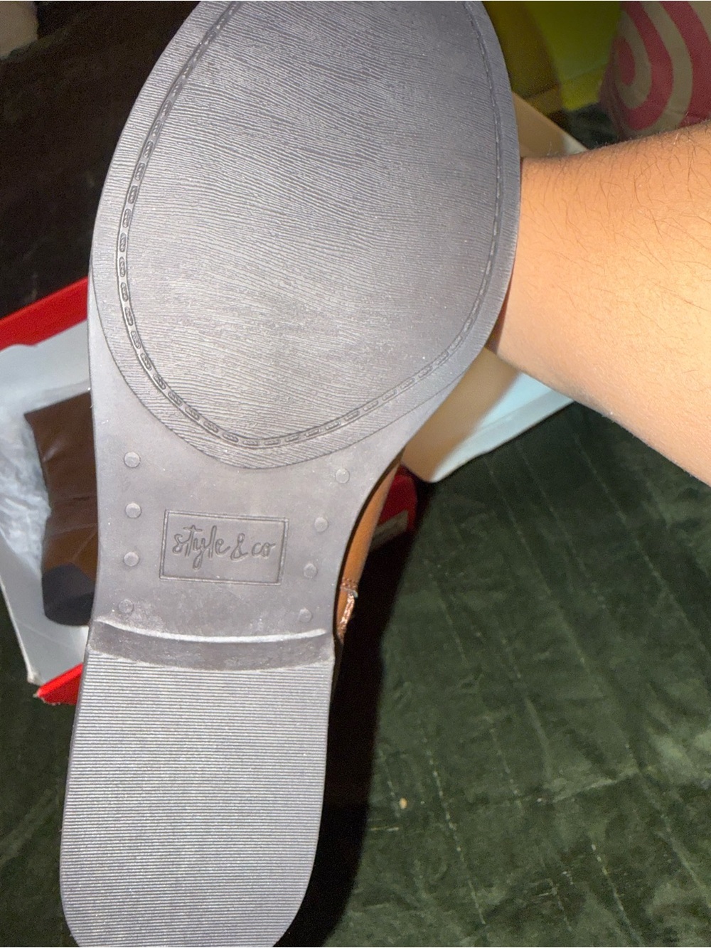 Style & Co. Cognac Mid-Calf Buckle Strap Riding Boots - Picture 2 of 3